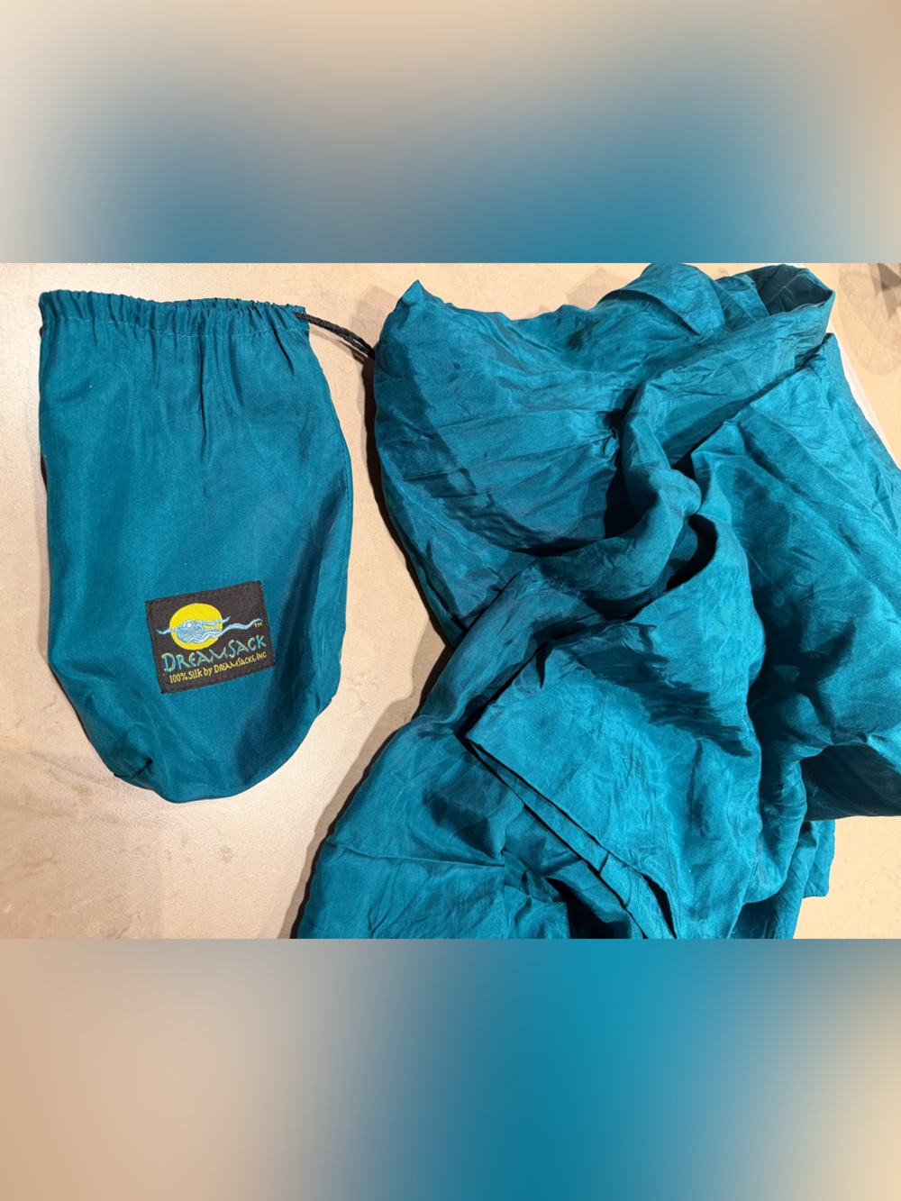 Dreamsacks 💯% Silk Sleeping Bag LinerTravel Sleep Sack Teal with Stuff Pouch